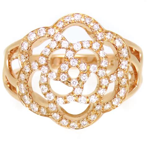 chanel diamond ring christie'|CHANEL 'CAMÉLIA AJOURÉ' GOLD AND DIAMOND RING,.